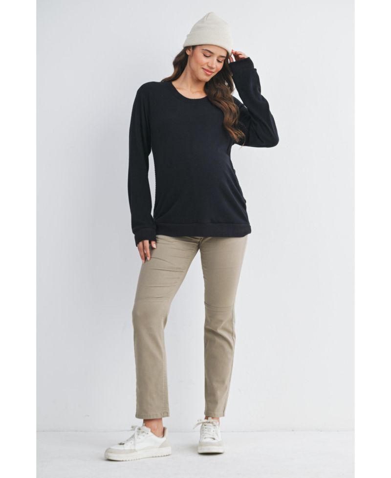 Maternity Casual V Neck Long Sleeve Pullover Top