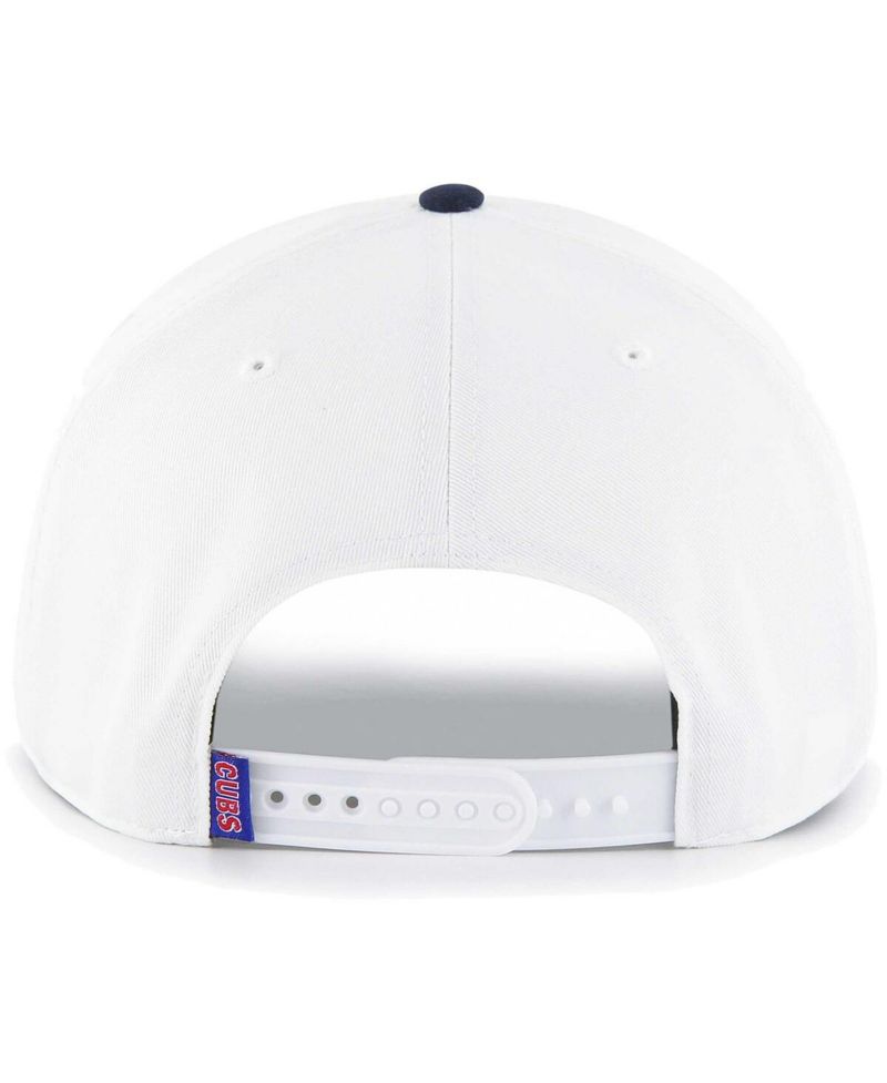 Men's White Chicago Cubs Flag Script Hitch Snapback Hat