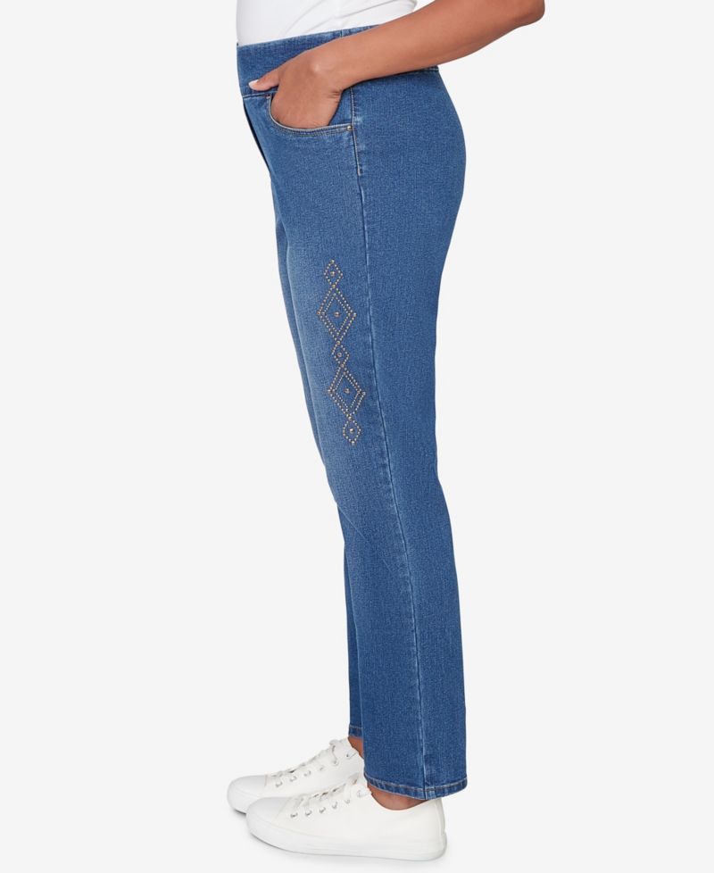 Women's Austin Geometric Heat Set Super Stretch Denim Short Length Jeans