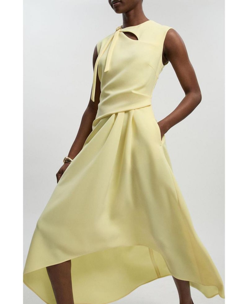 Women's Tailored Drape Neck Midi Dress