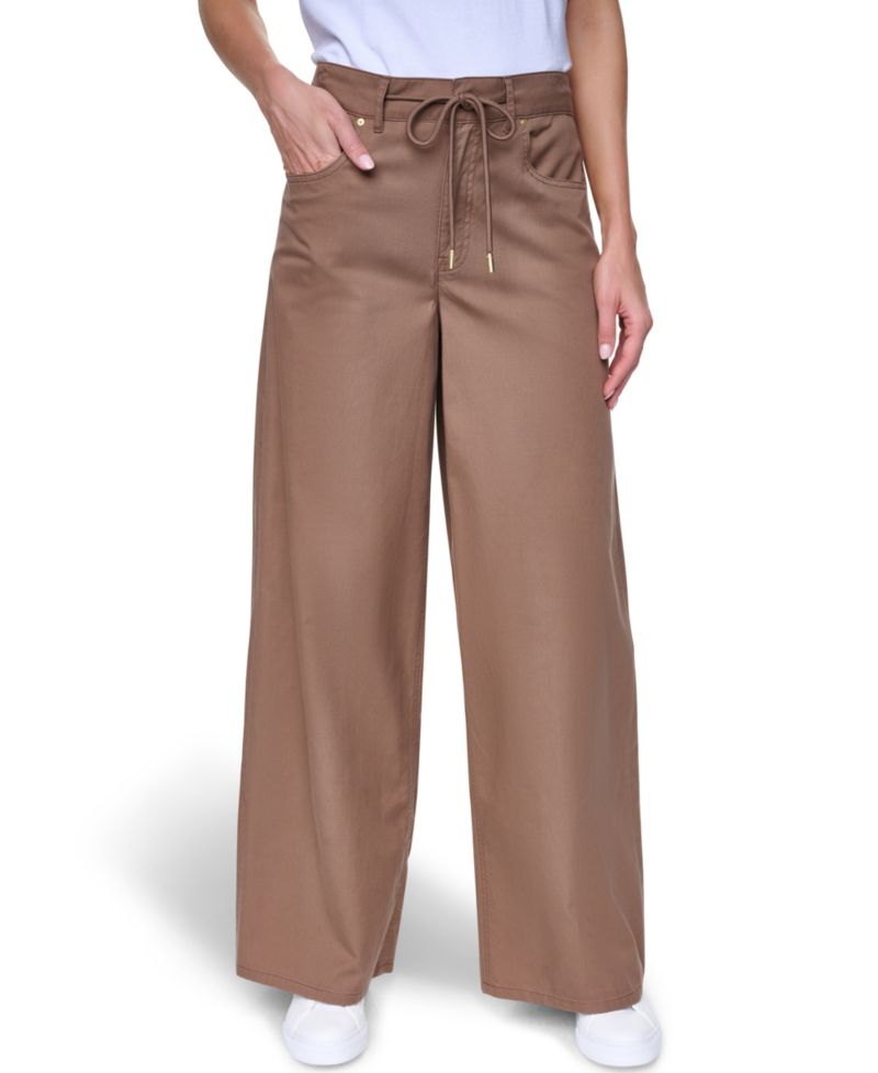 Women's Cotton-Blend Drawstring Relaxed-Fit Pants
