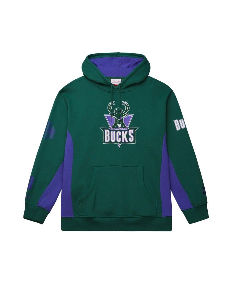 Men's Hunter Green Milwaukee Bucks Hardwood Classics Team Origins Fleece Pullover Hoodie