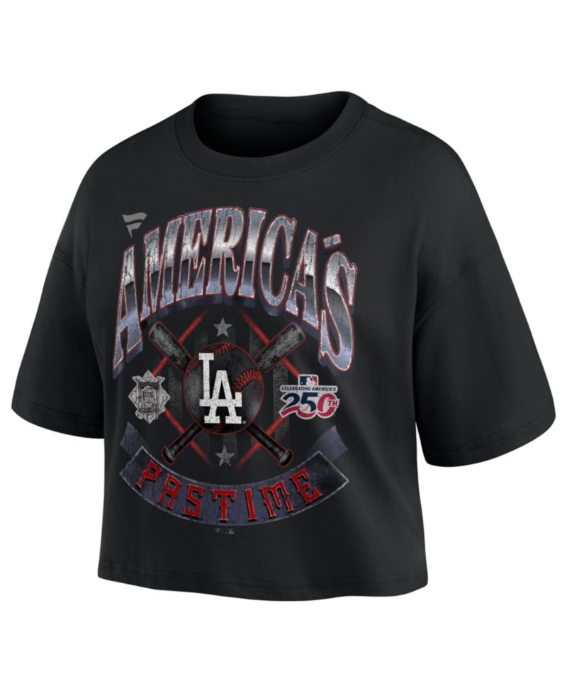 Women's Black Los Angeles Dodgers Americana Crop T-Shirt