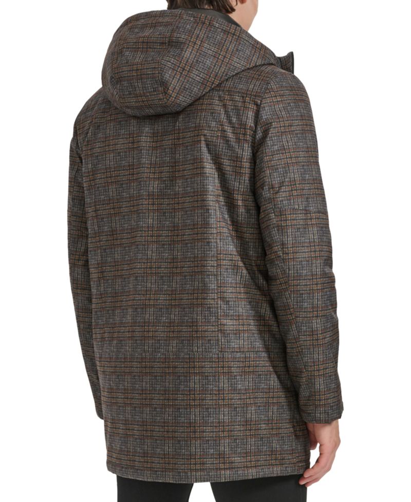 Men's Water-Resistant Hooded Stadium Coat with Removable Puffer Bib