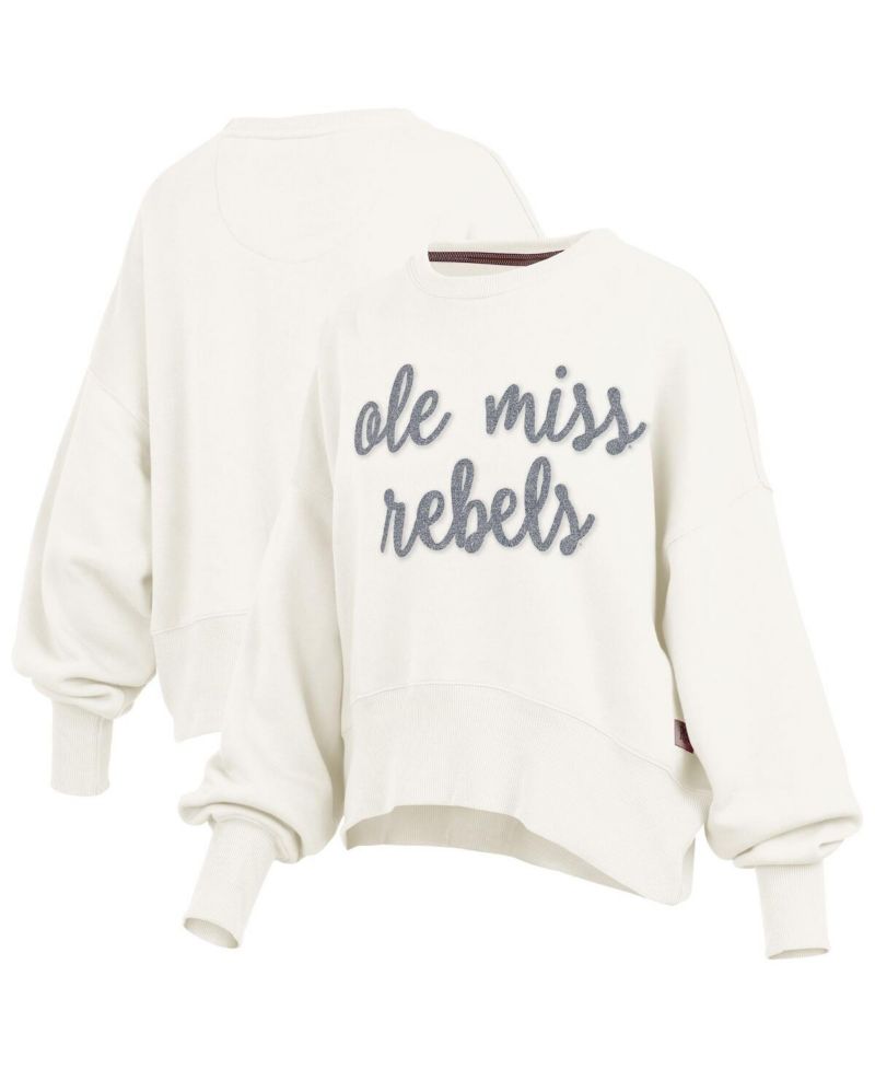 Women's Cream Ole Miss Rebels Chelsea Oversized Pullover Sweatshirt