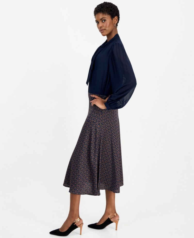 Women's A-Line Midi High-Waisted Skirt
