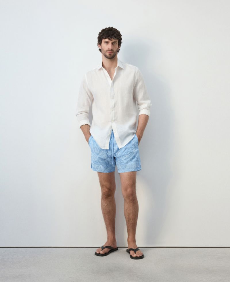 Men's Drawstring Printed Swimsuit