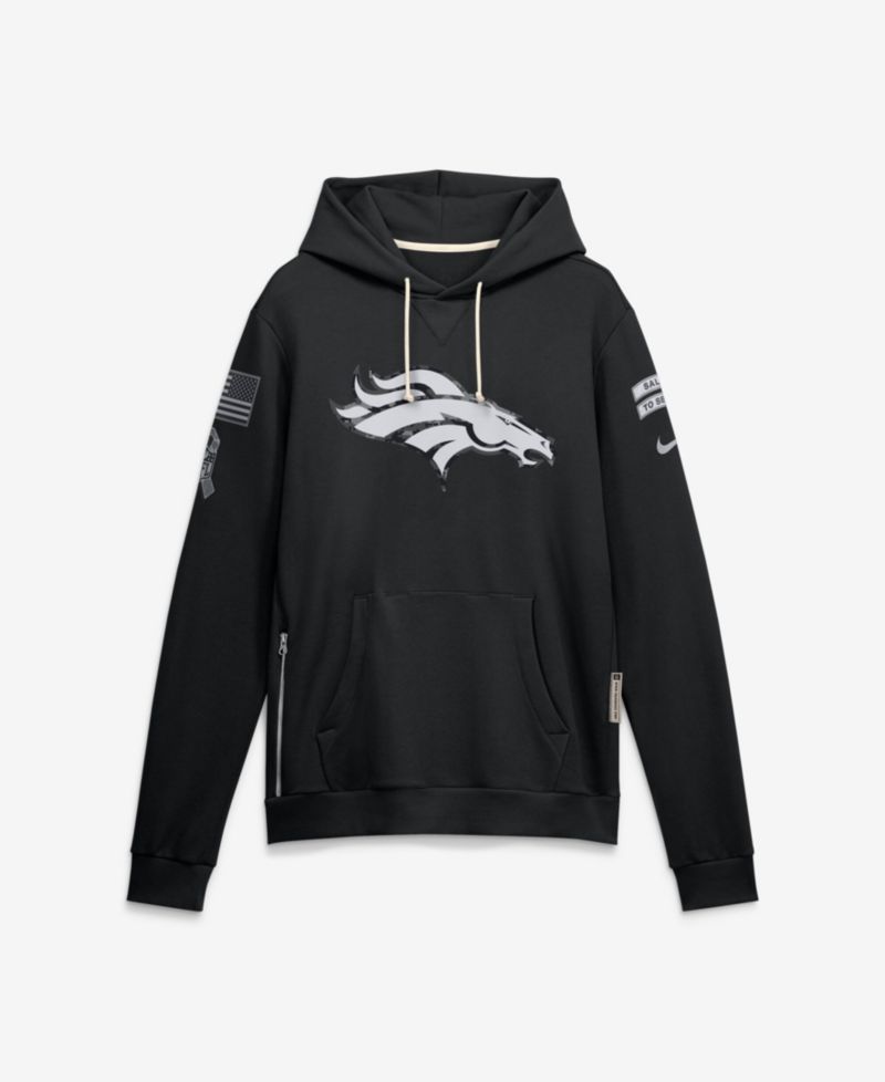 Men's Black Denver Broncos 2026 Salute to Service Sideline Pullover Hoodie