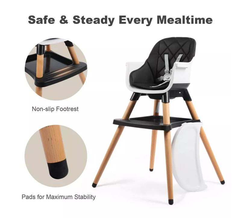 7-in-1 Convertible Baby High Chair with Removable Tray and 5-Point Harness