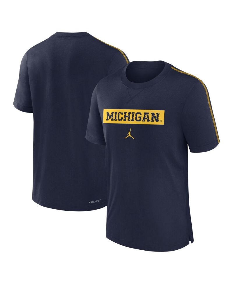 Men's Navy Michigan Wolverines 2024/25 Sideline Player Performance Tri-Blend T-Shirt