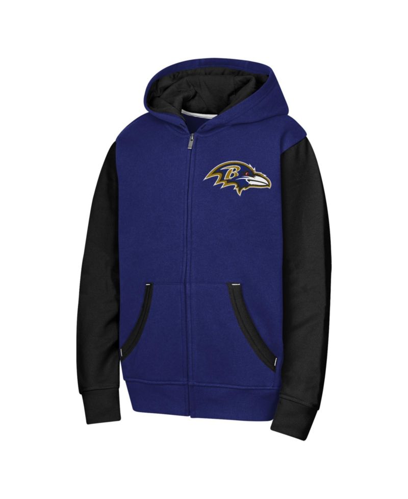 Big Boys and Girls Purple Baltimore Ravens Stadium Colorblock Full-Zip Hoodie