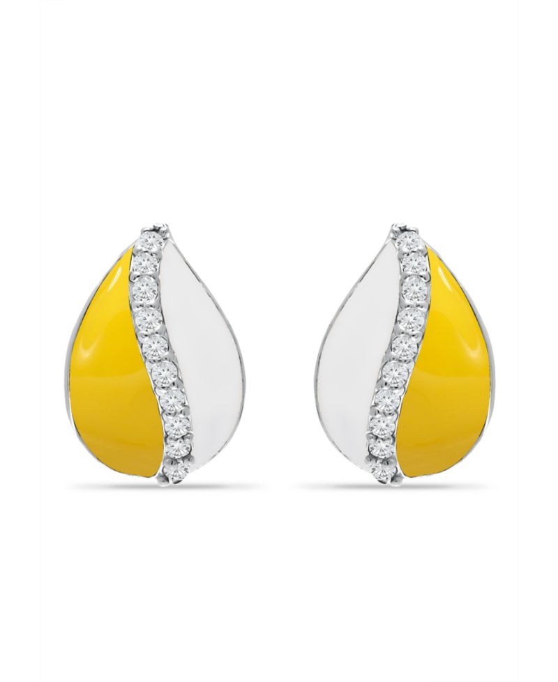 Cubic Teardrop Huggie Hoop Earrings, Sterling Silver or 18K Gold over Silver