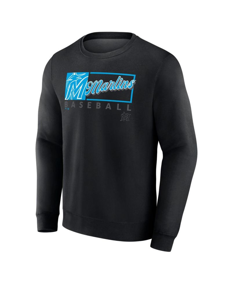 Men's Black Miami Marlins Focus Fleece Pullover Sweatshirt