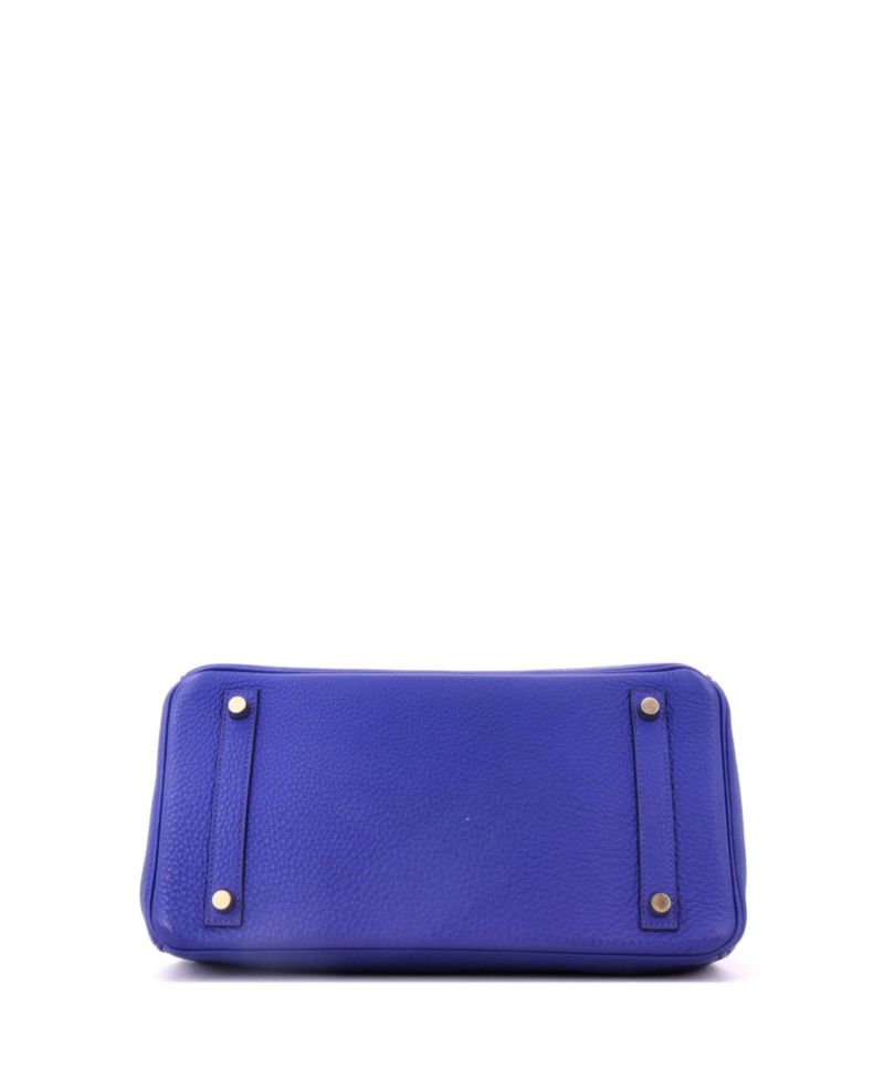 Pre-Owned Hermes Birkin 30 Handbag Blue Togo with Gold Hardware