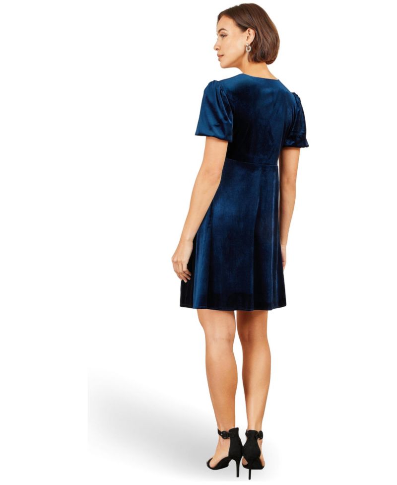 Women's Diamante Bow Velvet Skater Dress