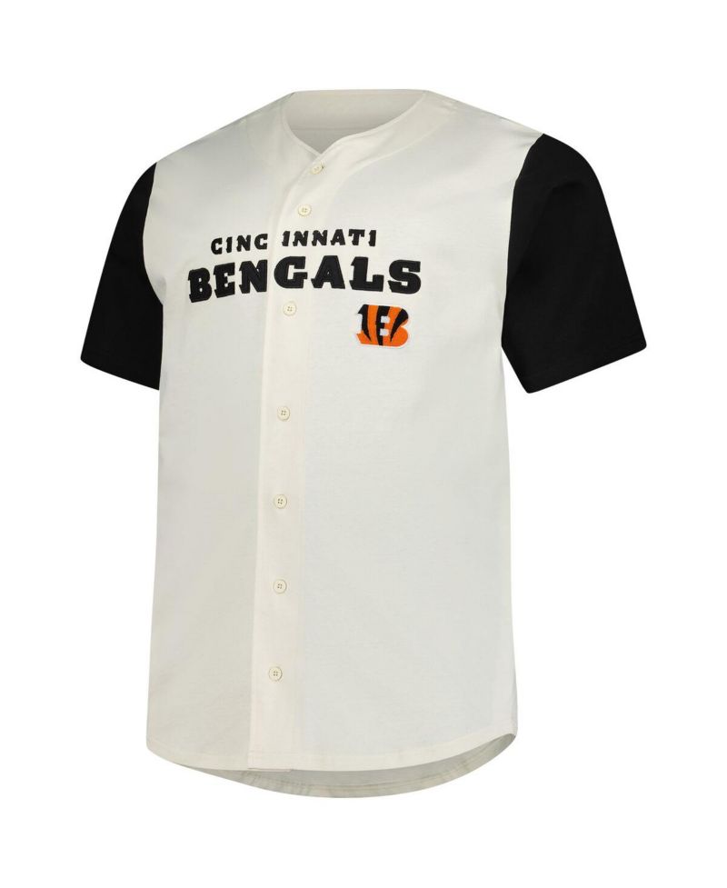 Men's Cream Cincinnati Bengals Full-Button Short Sleeve T-Shirt