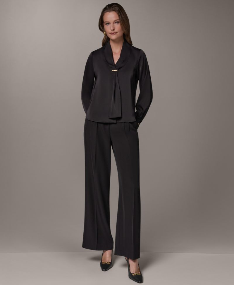 Petite Long-Sleeve V-Neck Pull-On Top