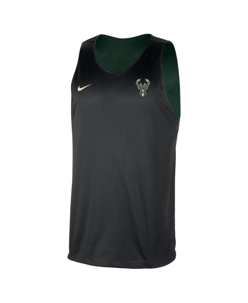 Men's Hunter Green/Black Milwaukee Bucks Courtside Reversible Mesh Practice Jersey