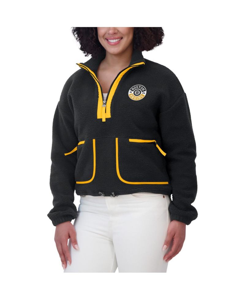 Women's Black Boston Bruins Polar Fleece Half-Zip Jacket