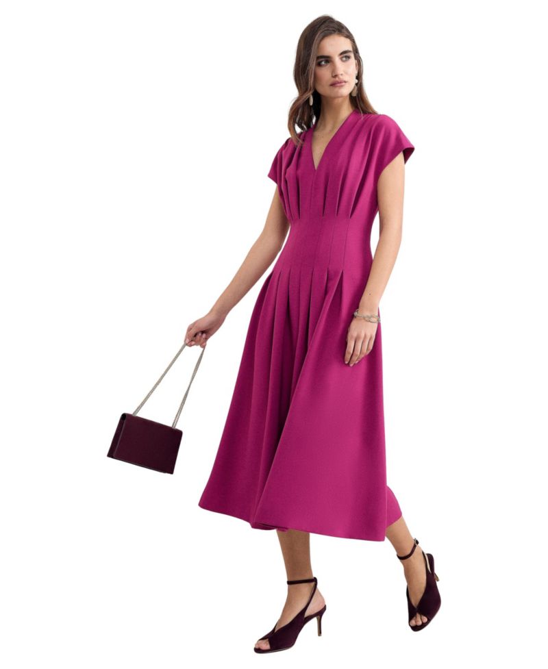 Women's Hanna Pleated V-Neck Midi Dress