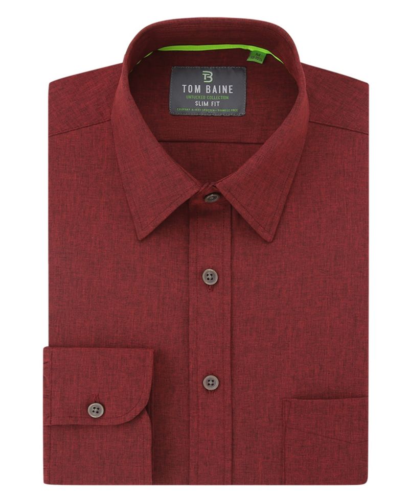 Men's Slim Fit Performance Long Sleeve Solid Button Down Dress Shirt