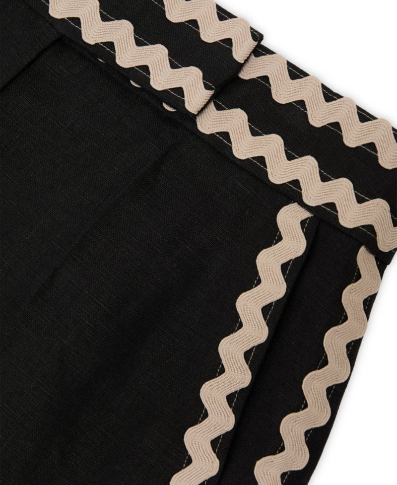 Women's Linen Wave-Trim Shorts