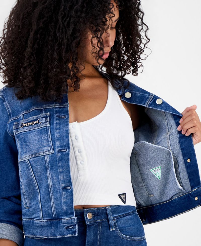 Women's Ivy Chain-Trim Denim Jacket