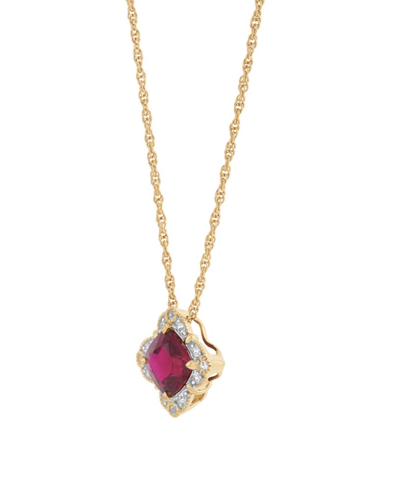Lab-Grown Sapphire (1-9/10 ct. t.w.) & Sapphire (1/8 ct. t.w.) Pendant Necklace in Sterling Silver (Also Available in Ruby)