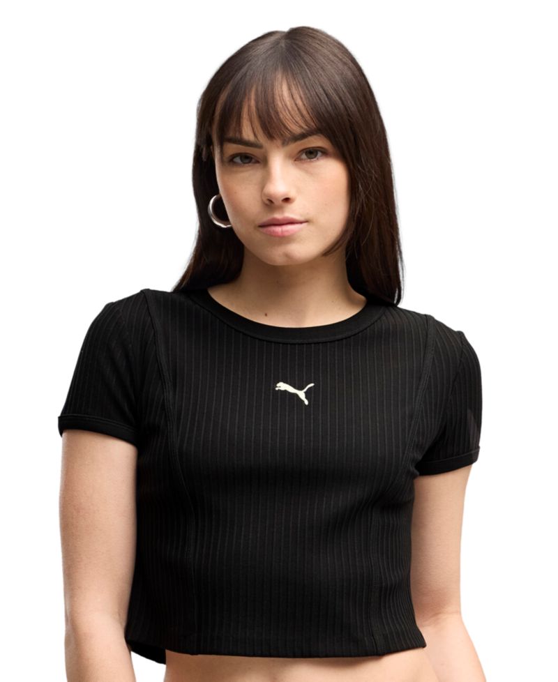 Women's Ribbed Cropped Crewneck T-Shirt