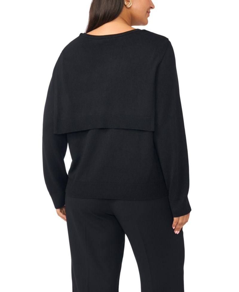 Plus Size Faux-Wrap V-Neck Sweater