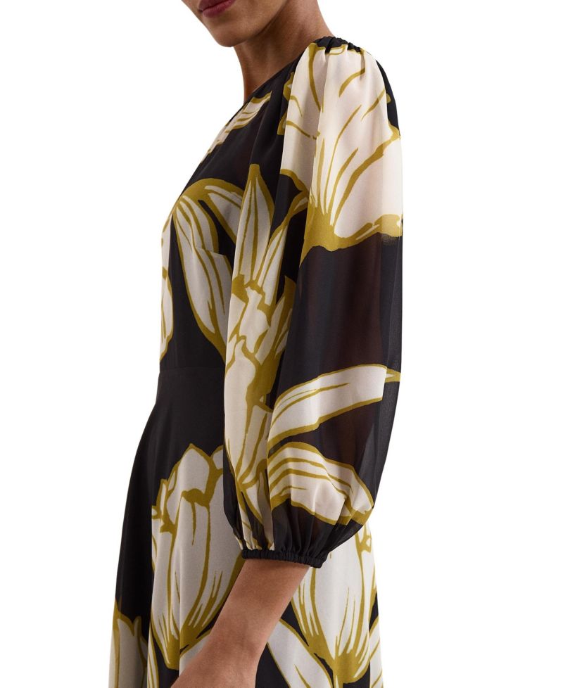 Women's Eve Floral A-Line 3/4 Sleeve Maxi Dress