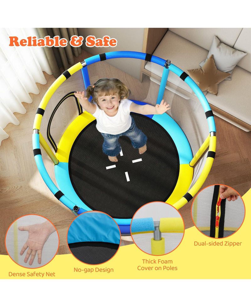 Kids Ages 3-6 6-in-1 Trampoline with Safety Net