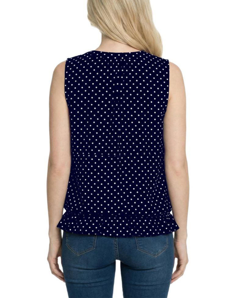 Petite Sleeveless Ruffle Flounced Blouse