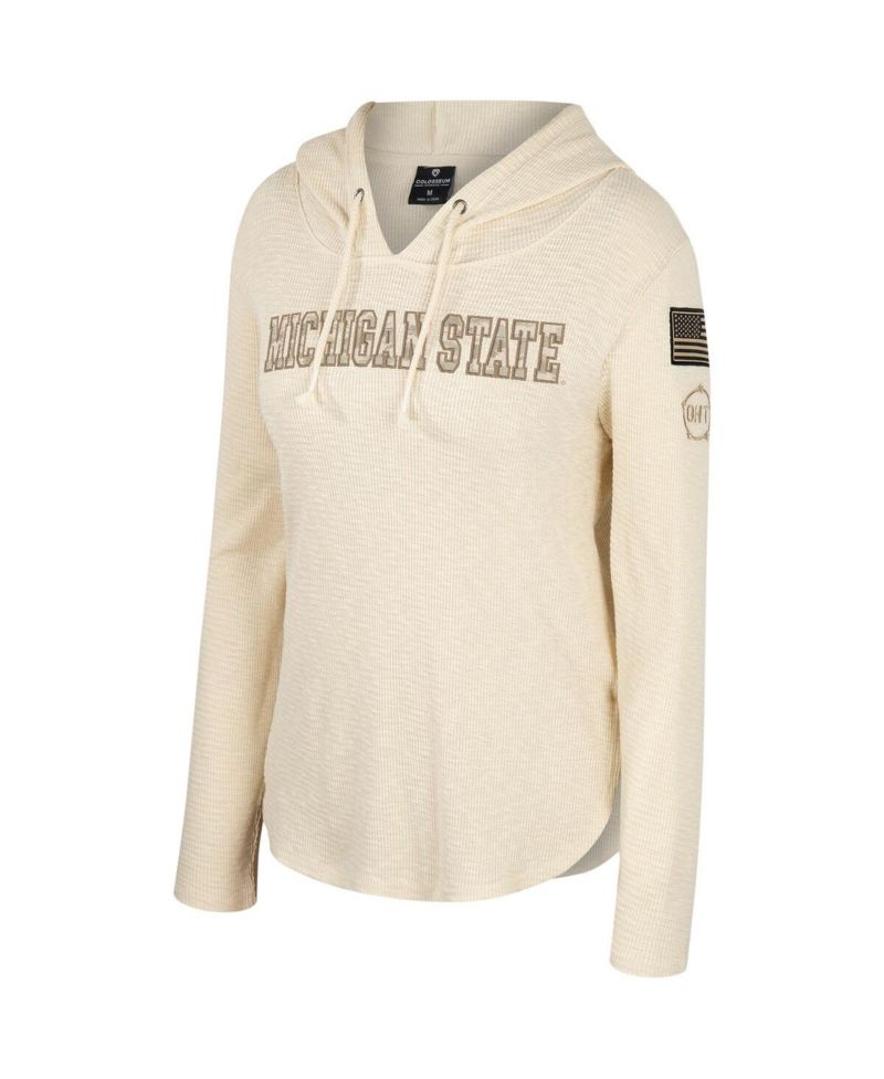 Women's Cream Michigan State Spartans OHT Military-Inspired Appreciation Casey Raglan Long Sleeve Hoodie T-shirt