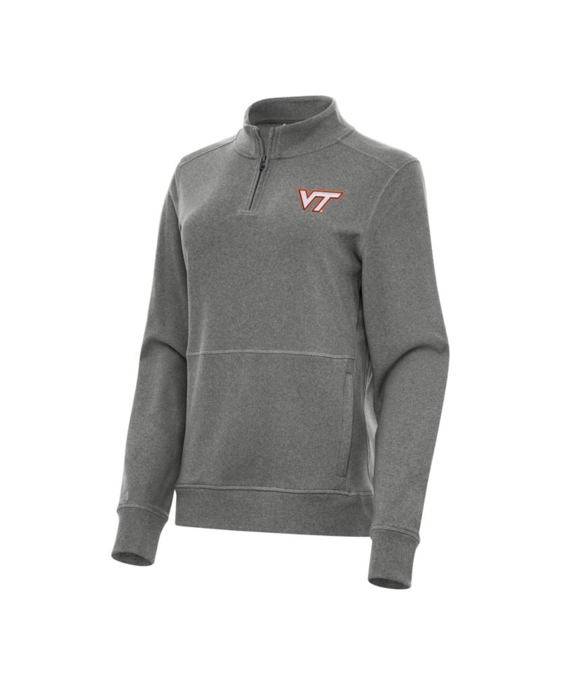 Women's Heather Black Virginia Tech Hokies Crush Quarter-Zip Fleece Sweatshirt