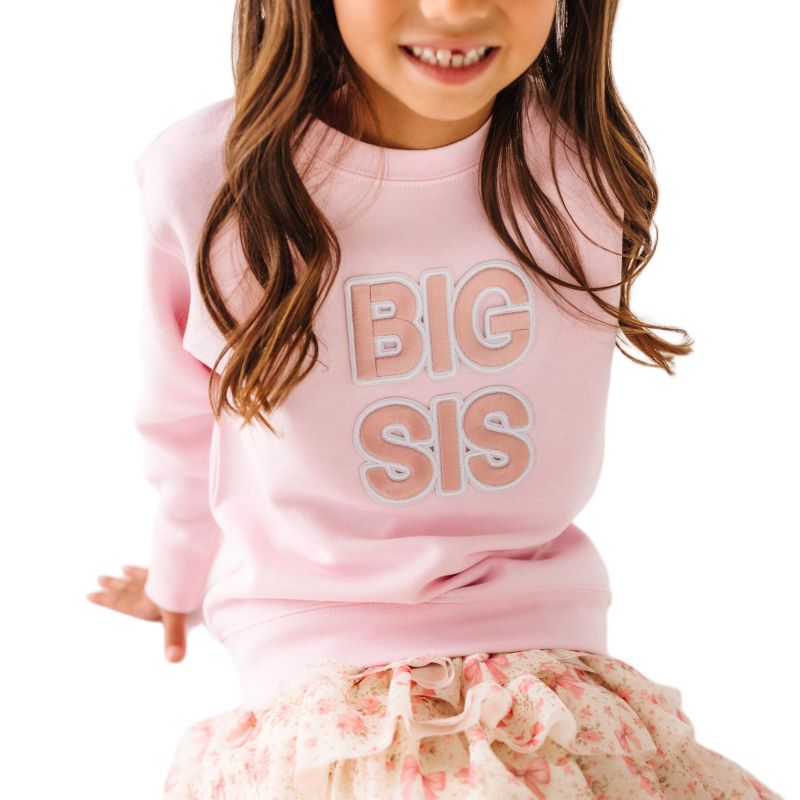 Little Girls Big Sis Embroidered Patch Sweatshirt