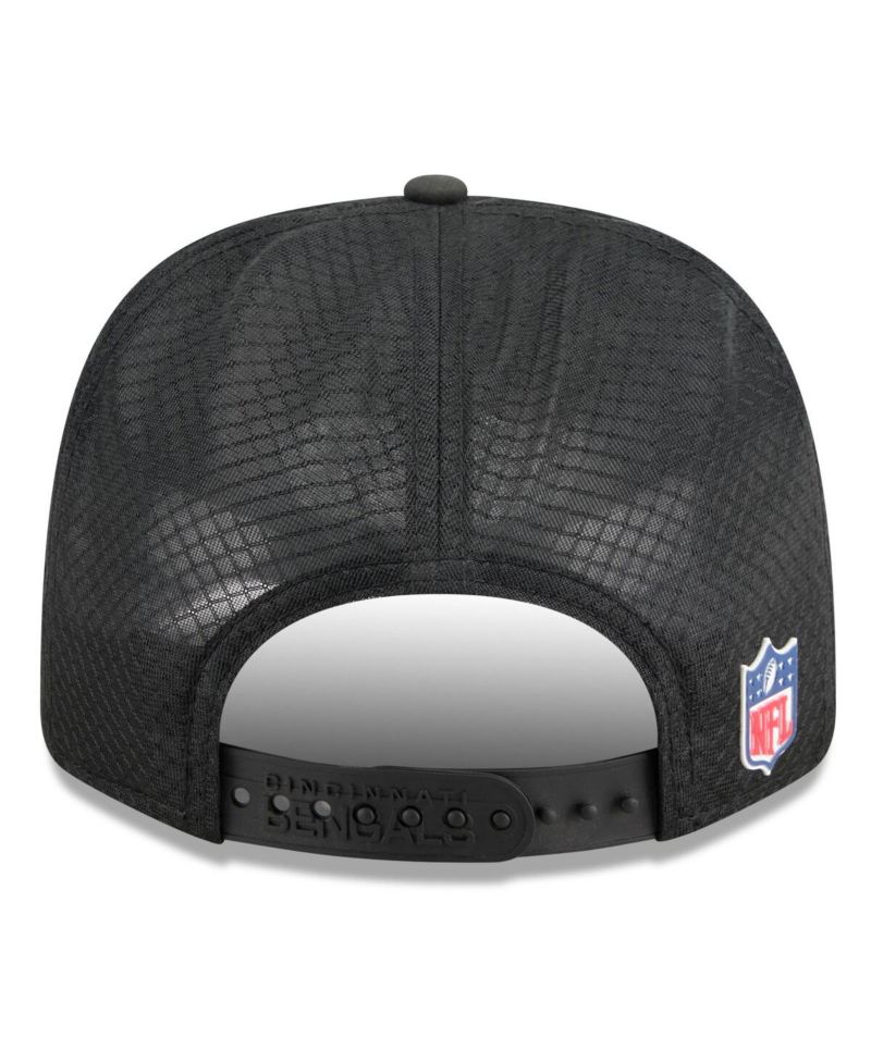 Men's Black Cincinnati Bengals 2025 Sideline 9SEVENTY Trucker Adjustable Hat