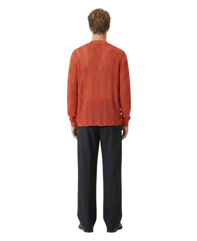 Men's Open-Knit Button-Front Textured Cardigan