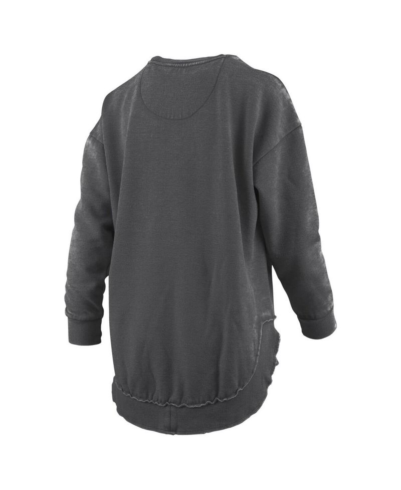 Women's Black Texas Longhorns M&eacute;lange Poncho Vintage Fleece Long Sleeve Pullover Sweatshirt