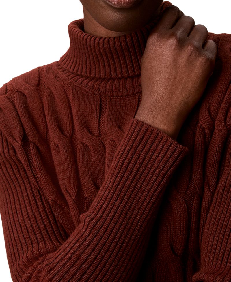 Women's Lux Cable Knit Wool-Blend Turtleneck Sweater