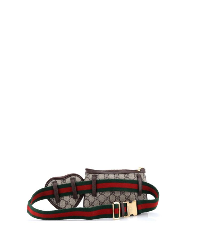 Ophidia Heart Coated-Canvas Belt Bag