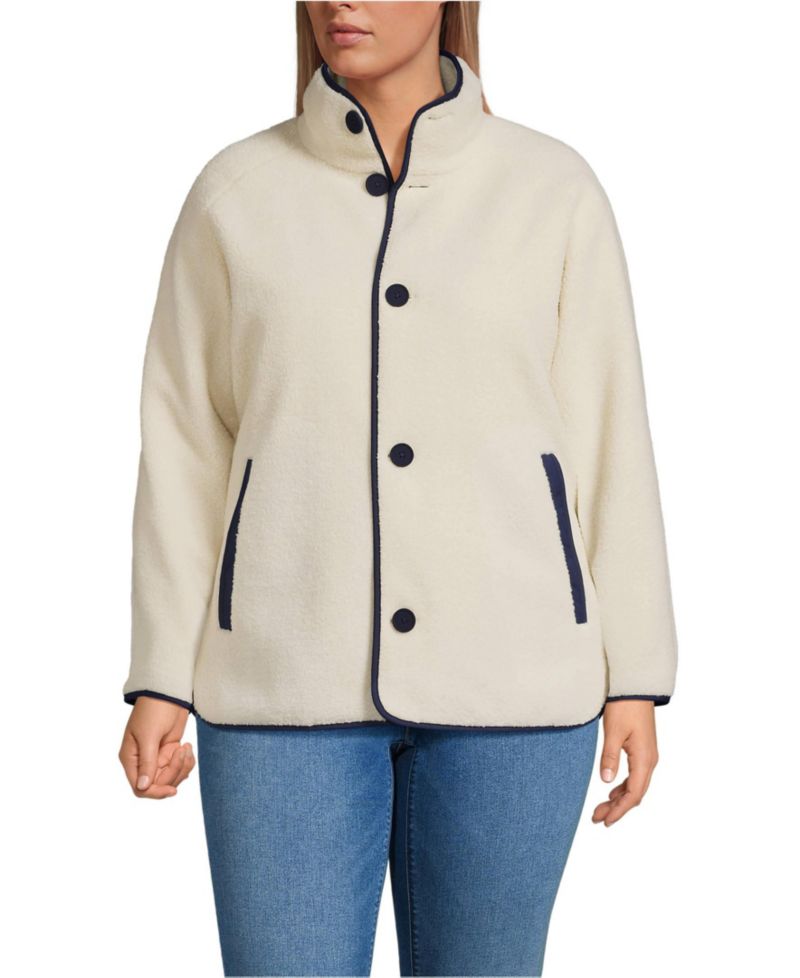 Plus Size High Pile Fleece Reversible Mixed Media Long Jacket
