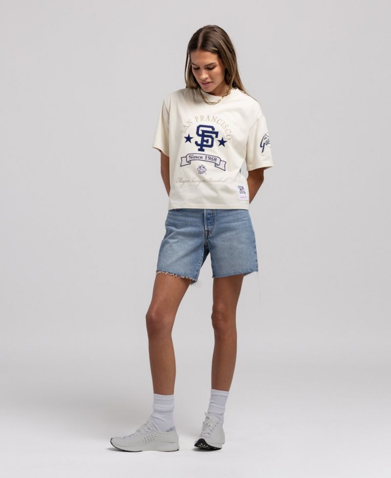 Women's Cream San Francisco Giants Cooperstown Yacht Rock Boxy Cropped T-Shirt