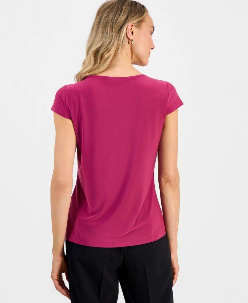 Women's Cowl-Neck Cap-Sleeve Blouse