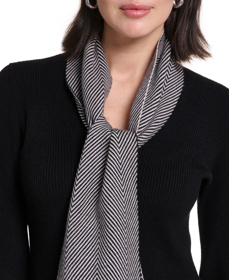 Women's Long-Sleeve Cocktail Rayon-Blend Sweater Dress with Matching Scarf