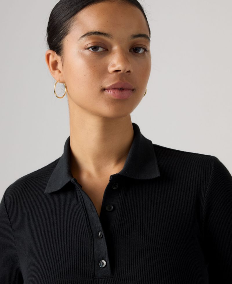 Women's Rory Slim-Fit Ribbed-Knit Long-Sleeve Polo Shirt