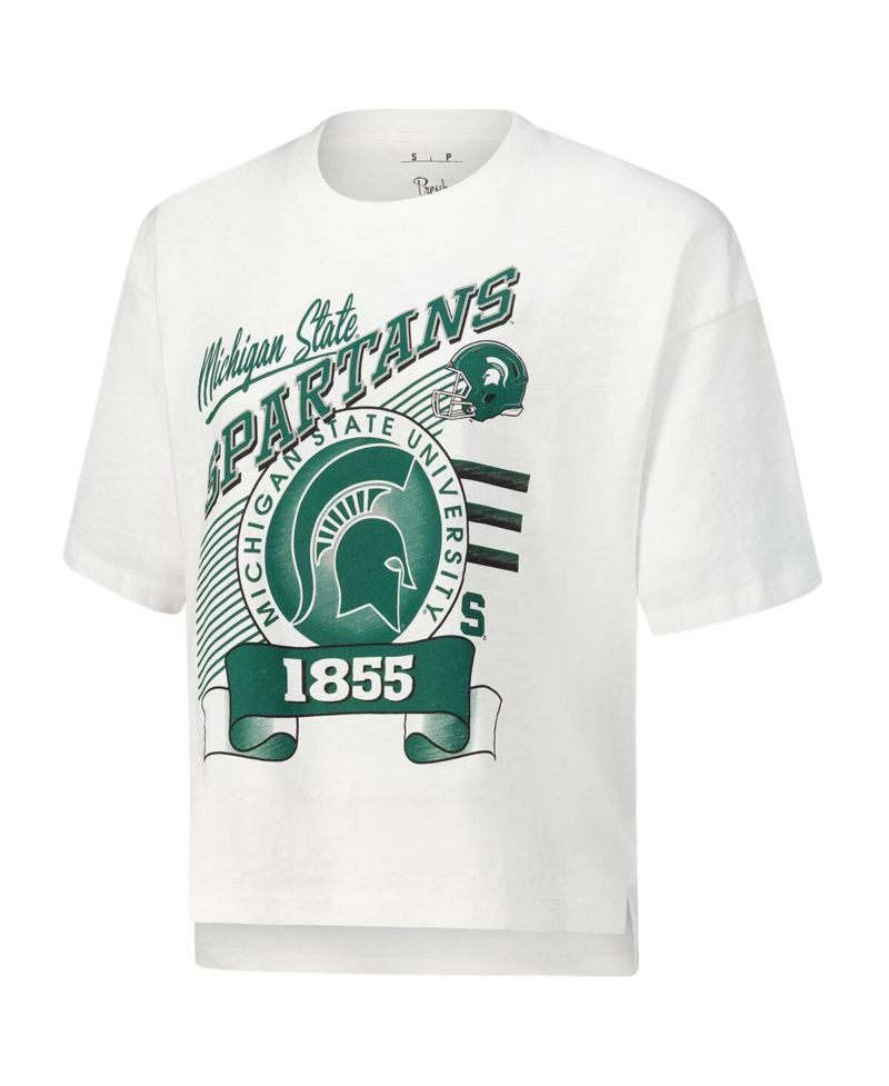 Women's White Michigan State Spartans Rock Roll Slub T-Shirt