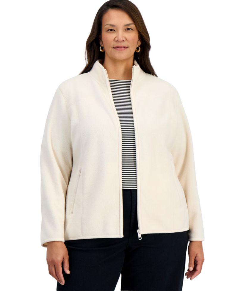 Plus Size Polar Fleece Zip-Front Jacket