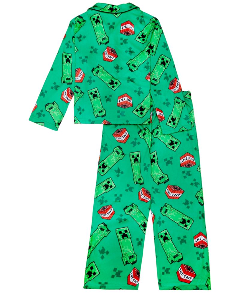 Boys' 4-20 Minecraft Long-Sleeve Button-Front Pajama Set, 2-Piece