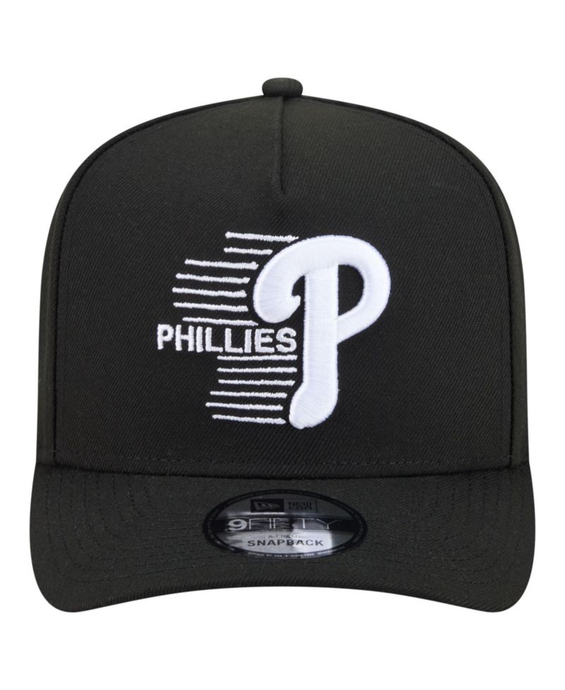 Men's Black Philadelphia Phillies Motion A-Frame 9FIFTY Snapback Hat